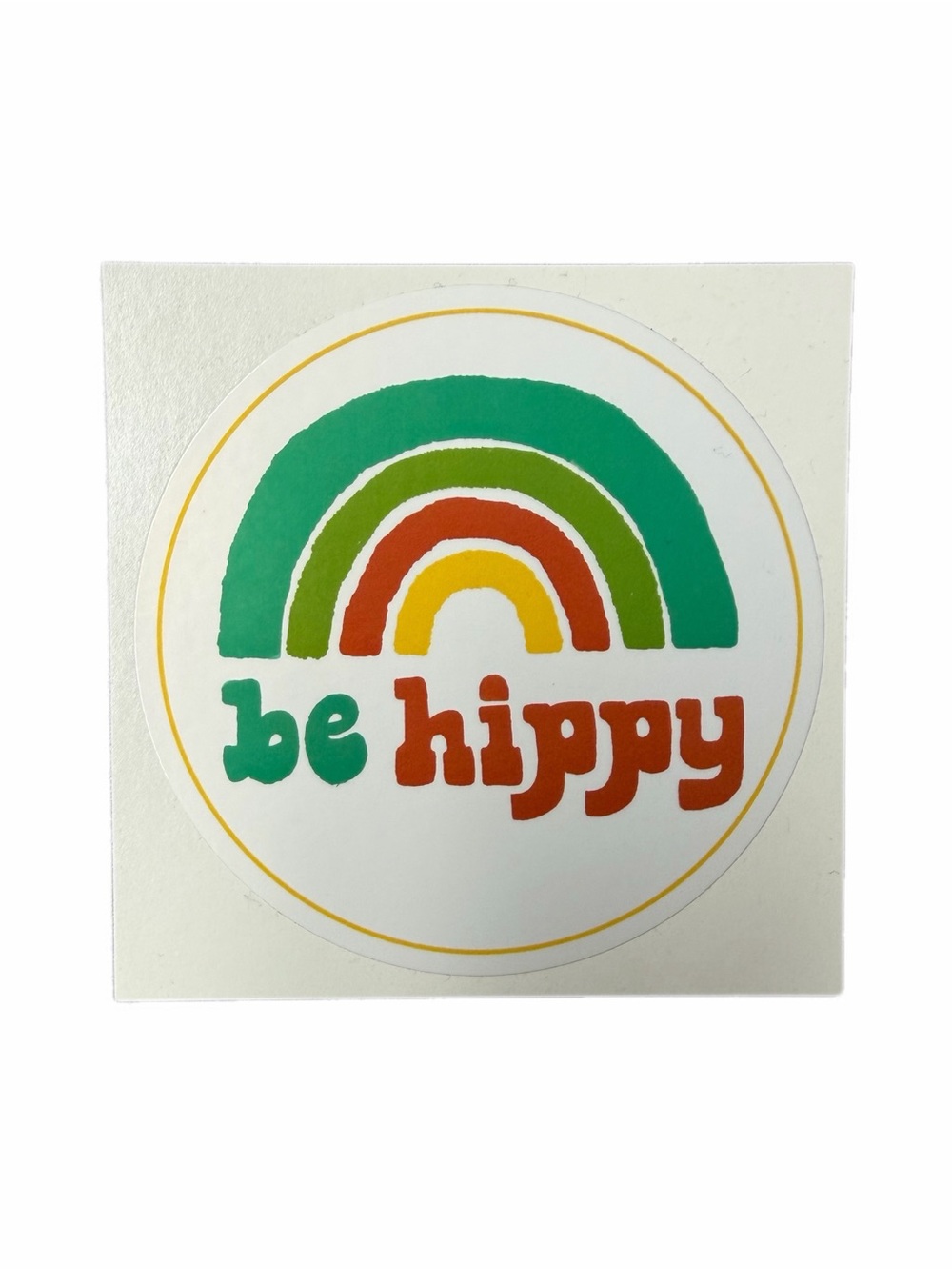 Be Hippy Retro Rainbow Sticker - Green, Olive, red , Yellow New